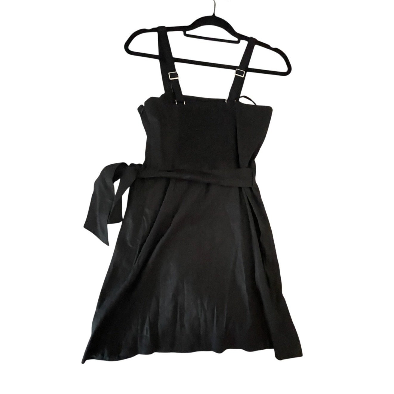 Gianni Bini - Black Tie Wrap Dress - Size 2 - Linen Blend - Smocked Back - Euc — image 2 of 8